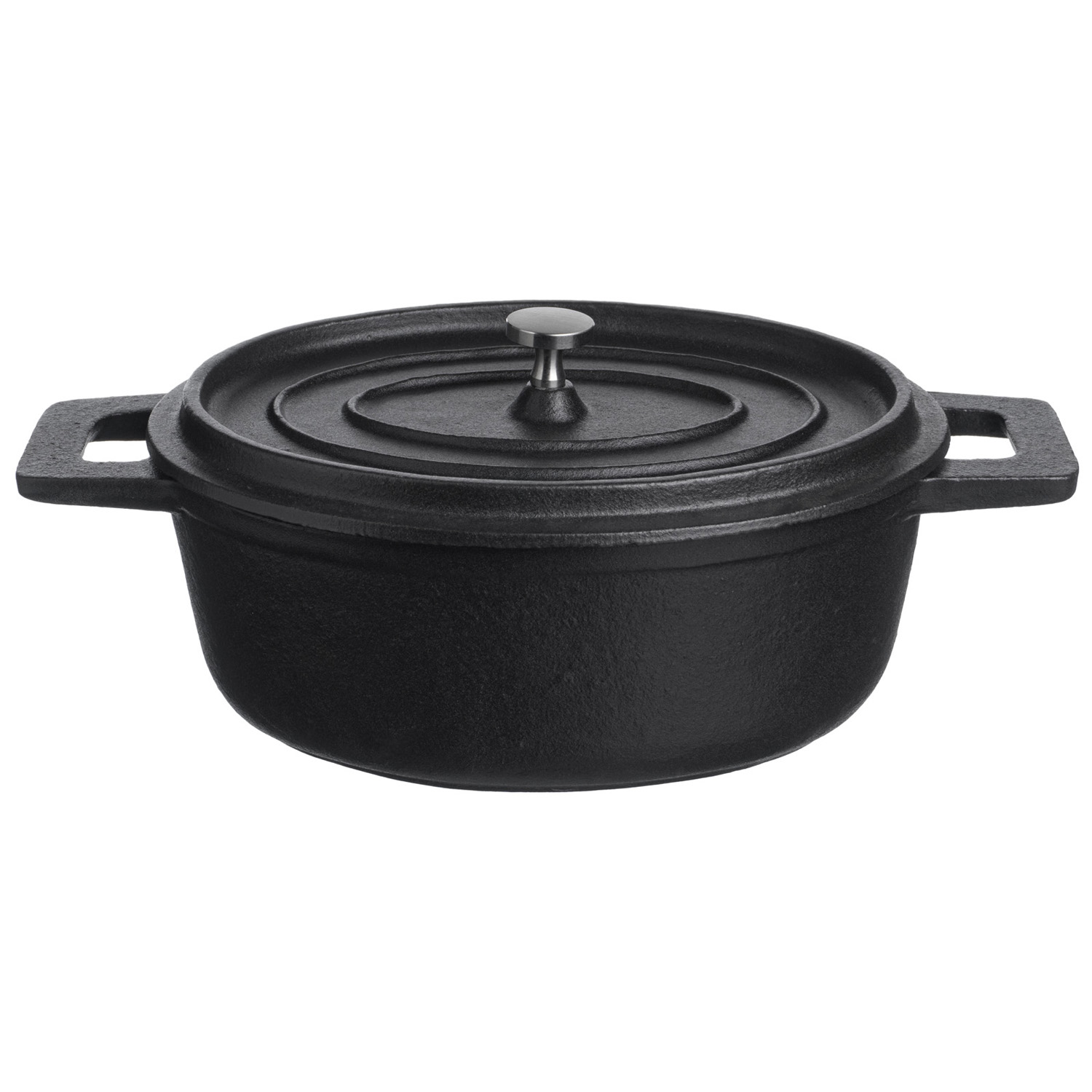 Кастрюля для запекания 800 мл. 180*140 мм. h=70 мм. с крышкой, черная, чугун /1/