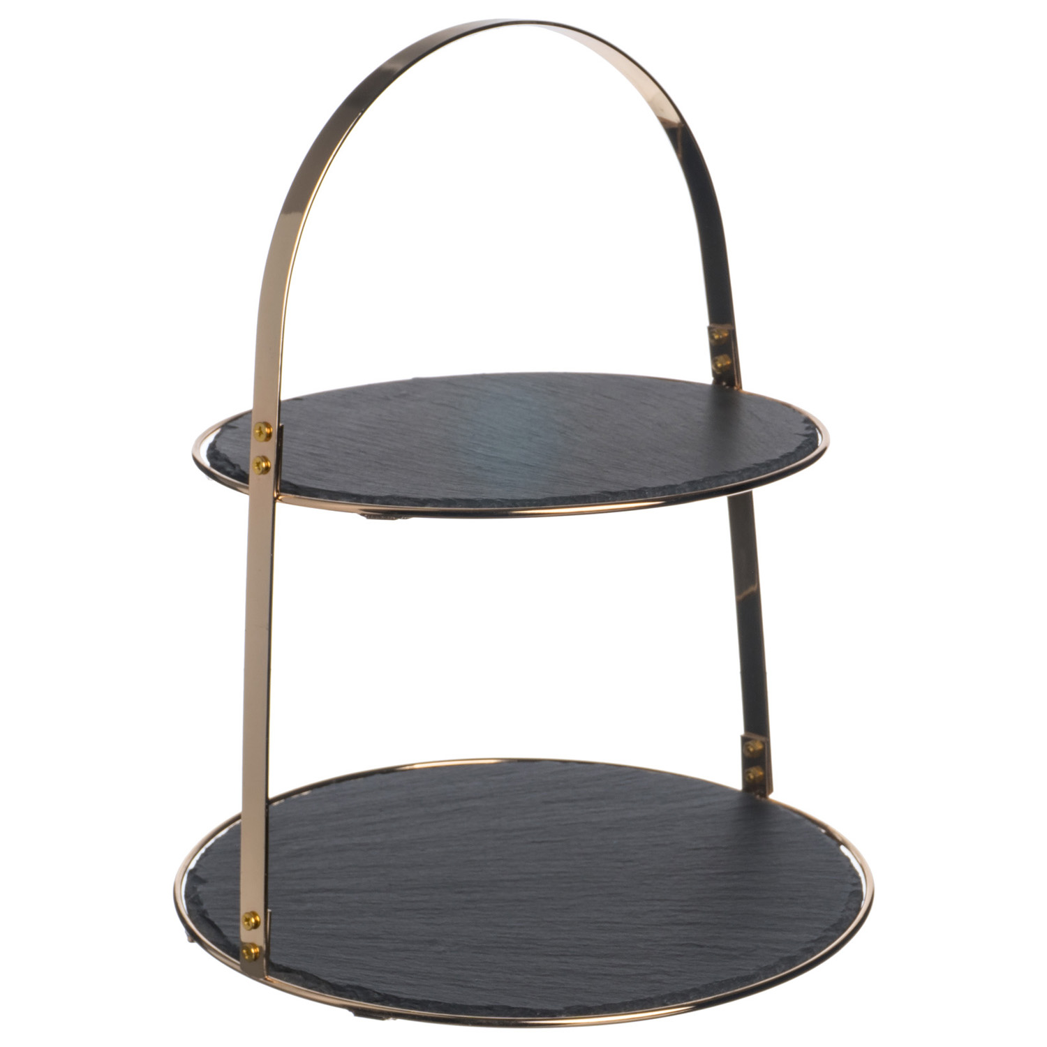 Этажерка 2-х ярусная d=24,5/28 см. h=35 см. черная, сланец MGprof /1/