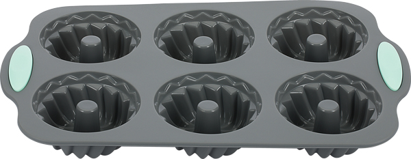 Форма для выпечки кексов 28,5*17,5 см.  6 ячеек. d=72 мм.  фигурная, силикон /1/100/