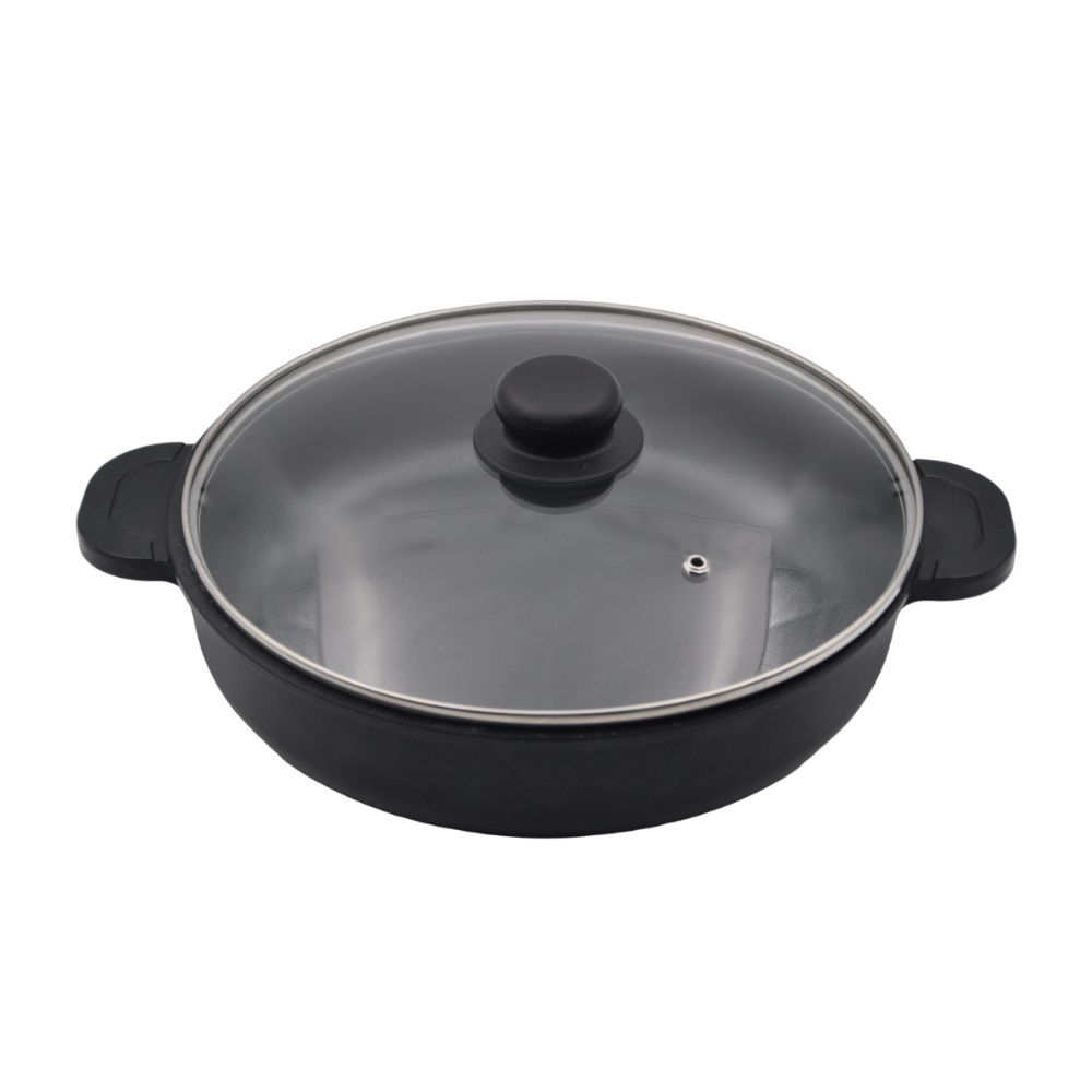 Сковорода d=26 см. h=6,5 см. 2,9 алюм.с антиприг.покрыт.глуб с крышкой с 2 ручками /1/