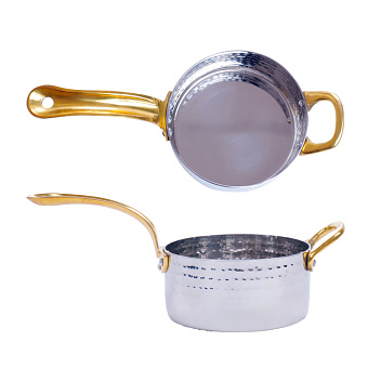 Сковорода порц. d=10,5 см. h=5 см. 0,45 л. нерж. глубокая с 2 ручками латунь MGsteel /1/36/ Сковорода порц. d=10,5 см. h=5 см. 0,45 л. нерж. глубокая с 2 ручками латунь MGsteel /1/36/