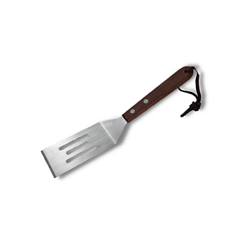 Лопатка 20,5 см. изогнутая раб.часть 8*4 см. нерж. перфорир. с дерев. ручкой MGsteel /1/6/ Лопатка 20,5 см. изогнутая раб.часть 8*4 см. нерж. перфорир. с дерев. ручкой MGsteel /1/6/