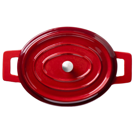 Кастрюля для запекания 800 мл. 180*140 мм. h=70 мм. с крышкой, красная, чугун /1/
