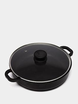 Сковорода d=30 см. h=7,5 см. 5,5 л алюм. с антиприг.покрыт.с крышкой с 2 ручками /1/4/