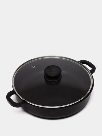 Сковорода d=30 см. h=7,5 см. 5,5 л алюм. с антиприг.покрыт.с крышкой с 2 ручками /1/4/ Сковорода d=30 см. h=7,5 см. 5,5 л алюм. с антиприг.покрыт.с крышкой с 2 ручками /1/4/