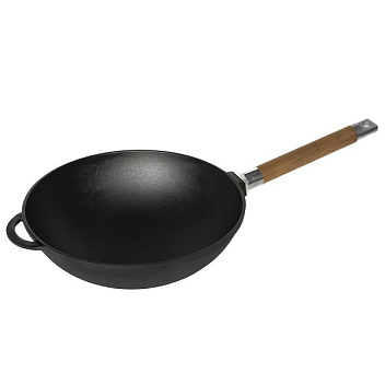 Сковорода Wok d=24 см. h=8,2 см. 2,15 л. чугун со съем дерев. ручкой/1/6/ Сковорода Wok d=24 см. h=8,2 см. 2,15 л. чугун со съем дерев. ручкой/1/6/