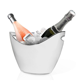 Ведро для шампанского  2,7 л. пласт. 270*200/160*115  мм. h=205 мм. с ручками для 2-х бутылок, белое VB /1/12/ Ведро для шампанского  2,7 л. пласт. 270*200/160*115  мм. h=205 мм. с ручками для 2-х бутылок, белое VB /1/12/