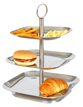 Этажерка 3-х ярусная d=20,5/23/25 см. нерж. MGsteel /1/6/ Этажерка 3-х ярусная d=20,5/23/25 см. нерж. MGsteel /1/6/