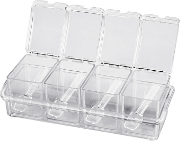 Контейнер для специй и соусов 4 отд. прозрач., пластик /1/50/ Контейнер для специй и соусов 4 отд. прозрач., пластик /1/50/