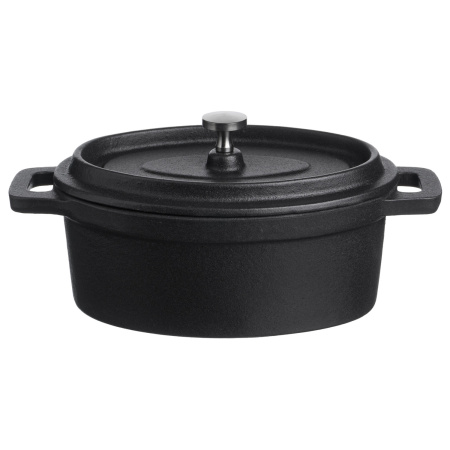 Кастрюля для запекания 450 мл. 150*100 мм. h=70 мм. с крышкой, черная, чугун /1/