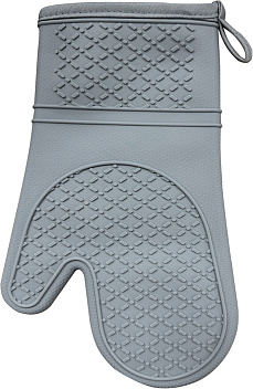 Рукавица термостойкая с 1-м выделенн. пальц. 30*18,5 см(от -40 до +240°С) серая, силикон (1шт)/1/10/