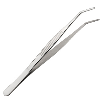 Щипцы (пинцет) 20 см. прямые, изогнутый кончик, нерж. MGsteel /1/100/ АКЦИЯ