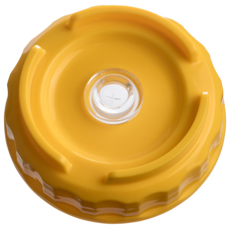 Емкость для соуса  750 мл. d=70 мм. h=237 мм. с 2 крышками, с силик. носик. широкая прозрачная, крышки желтые GP /1/96/