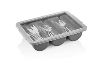 Лоток для столовых приборов (органайзер) 3 секции 40*29*9,5 см. серая, п/п (крышка 76908) GP /1/12/ Лоток для столовых приборов (органайзер) 3 секции 40*29*9,5 см. серая, п/п (крышка 76908) GP /1/12/