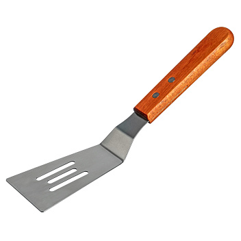 Лопатка 24,5 см. изогнутая раб.часть 13*5,5 см. нерж., с дерев. ручкой, перфор. MGsteel /1/120/ Лопатка 24,5 см. изогнутая раб.часть 13*5,5 см. нерж., с дерев. ручкой, перфор. MGsteel /1/120/