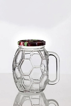 Банка для коктейля  500 мл. d=80 мм. с крышкой и ручкой Футбол /1/ Банка для коктейля  500 мл. d=80 мм. с крышкой и ручкой Футбол /1/