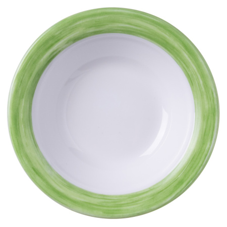 Блюдце d=120 мм. 110 мл. для десерта глубокое зеленый край  Браш /1/6/36/