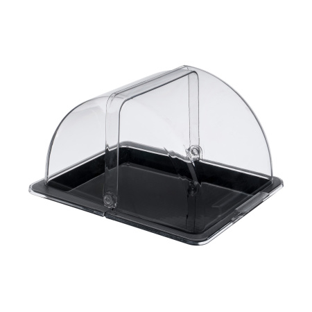Поднос сервировочный GN 1/2 32,5*26,5 см. поликарбонат, черный, с крышкой Roll-Top GP /1/