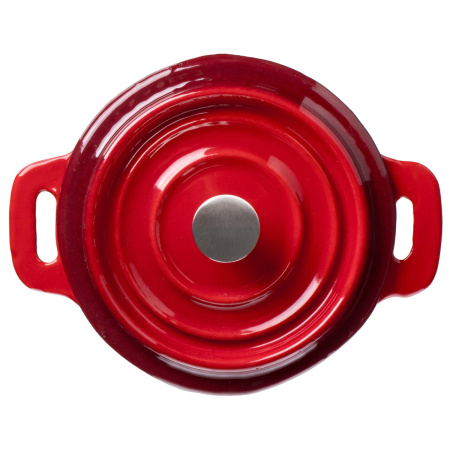 Кастрюля для запекания и подачи 250 мл. d=100 мм. h=70 мм. с крышкой, красная, чугун /1/