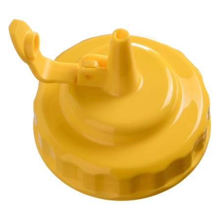 Емкость для соуса  750 мл. d=70 мм. h=270 мм. с 2 крышками, широкая прозрачная, крышки желтые GP /1/96/