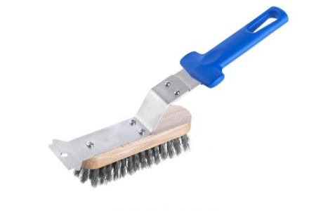 Щетка для гриля  32 см. 18*6 см. со стальной щетиной h=3 см., ручка упрочненный пластик Gimetal /1/4/ Щетка для гриля  32 см. 18*6 см. со стальной щетиной h=3 см., ручка упрочненный пластик Gimetal /1/4/