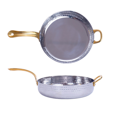 Сковорода порц. d=18,5 см. h=4,5 см. 1,05 л. нерж. глубокая с 2 ручками латунь MGsteel /1/36/ Сковорода порц. d=18,5 см. h=4,5 см. 1,05 л. нерж. глубокая с 2 ручками латунь MGsteel /1/36/