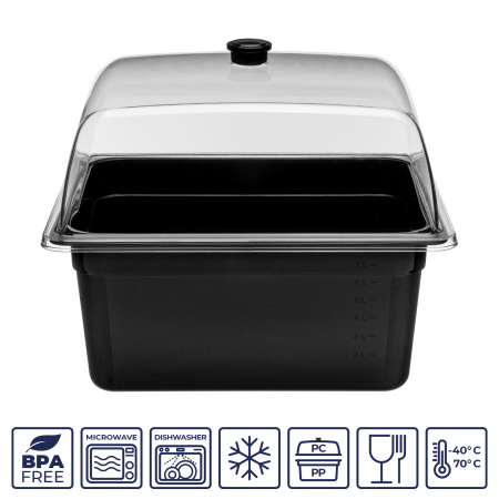 Гастроемкость 1/2 h=150 мм. 8 л. п/п черная GP /1/12/ Гастроемкость 1/2 h=150 мм. 8 л. п/п черная GP /1/12/