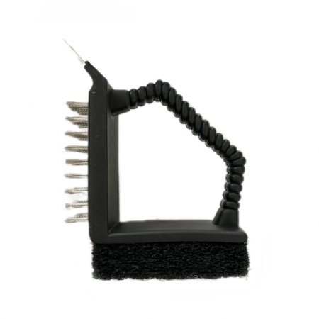 Щетка для гриля 9*6 см. со стальной щетиной h=1.5 см., со скребком и губкой /1/10/ Щетка для гриля 9*6 см. со стальной щетиной h=1.5 см., со скребком и губкой /1/10/