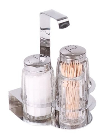 Набор для специй 2 пр.+ стаканчик для зубочисток, с крюком /1/24/ Набор для специй 2 пр.+ стаканчик для зубочисток, с крюком /1/24/