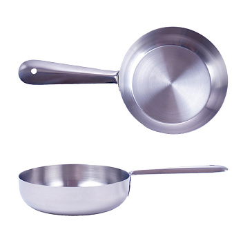 Сковорода порц. d=14 см. h=3,5 см. 0,47 л. нерж. глубокая с ручкой MGsteel /1/96/ Сковорода порц. d=14 см. h=3,5 см. 0,47 л. нерж. глубокая с ручкой MGsteel /1/96/