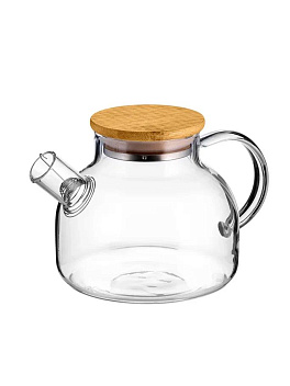 Чайник  600 мл. заварочный крышка бамбук, Термостекло /1/12/ Чайник  600 мл. заварочный крышка бамбук, Термостекло /1/12/