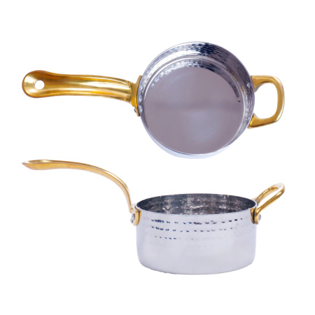 Сковорода порц. d=10,5 см. h=5 см. 0,45 л. нерж. глубокая с 2 ручками латунь MGsteel /1/36/ Сковорода порц. d=10,5 см. h=5 см. 0,45 л. нерж. глубокая с 2 ручками латунь MGsteel /1/36/