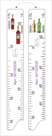 Линейка Campari (0.75 л./1 л.)/ Martini (0.75 л./1 л.) L=28 см. В=2 см. /1/ Линейка Campari (0.75 л./1 л.)/ Martini (0.75 л./1 л.) L=28 см. В=2 см. /1/