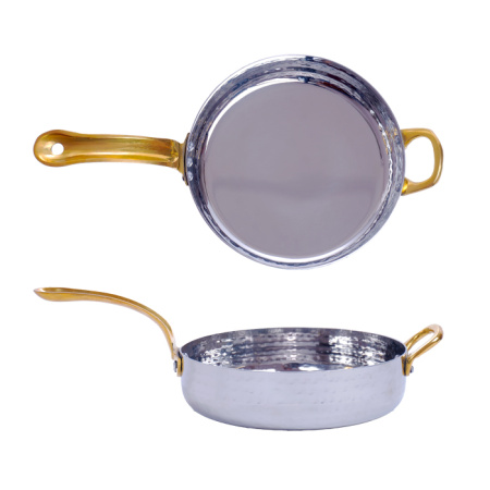 Сковорода порц. d=15,5 см. h=4 см. 0,7 л. нерж. глубокая с 2 ручками латунь MGsteel /1/36/ Сковорода порц. d=15,5 см. h=4 см. 0,7 л. нерж. глубокая с 2 ручками латунь MGsteel /1/36/