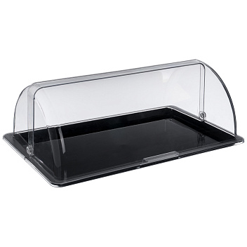 Поднос сервировочный GN 1/1 53*32,5 см. поликарбонат, черный, с крышкой Roll-Top GP /1/ Поднос сервировочный GN 1/1 53*32,5 см. поликарбонат, черный, с крышкой Roll-Top GP /1/