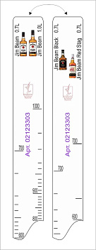 Линейка Jim Beam (0.7л./1л.)/ Black (0.1л.)/ Red Stag (0.7л.) L=28 см. В=2 см. /1/ Линейка Jim Beam (0.7л./1л.)/ Black (0.1л.)/ Red Stag (0.7л.) L=28 см. В=2 см. /1/