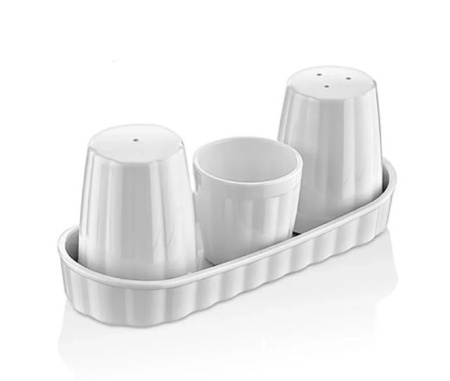 Набор для специй 2 пр. + стаканчик для зубочисток, поликарбонат, на подставке Хайтек GP /1/