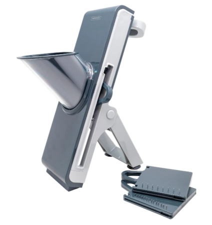 Мандолина (овощерезка) 29*10 см. с 3-мя насадками и толкателем, нерж и пластик VB /1/24/