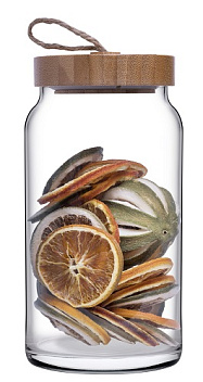 Банка для сыпучих прод. 1130 мл. с дерев. крышкой Вуди /1/6/288/ Банка для сыпучих прод. 1130 мл. с дерев. крышкой Вуди /1/6/288/