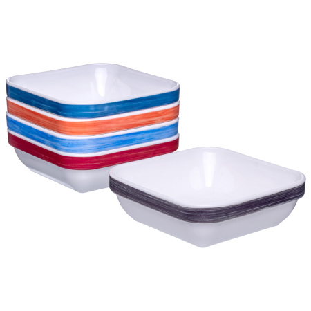 Салатник квадр. 110*110 мм. 200 мл. h=37 мм. оранж. край штабелир. Браш /1/6/24/