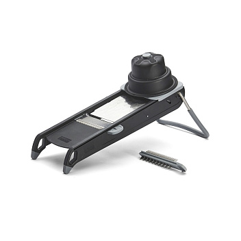 Мандолина (овощерезка) 38*14 см. с 2-мя насадками и толкателем, нерж. и пластик De Buyer /1/