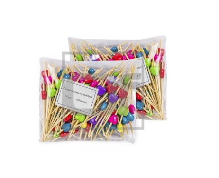 Пики  7 см. 100 шт/уп бамбук Сердечко /1/40/ Пики  7 см. 100 шт/уп бамбук Сердечко /1/40/