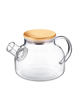 Чайник  850 мл. заварочный крышка бамбук, Термостекло /1/12/ Чайник  850 мл. заварочный крышка бамбук, Термостекло /1/12/