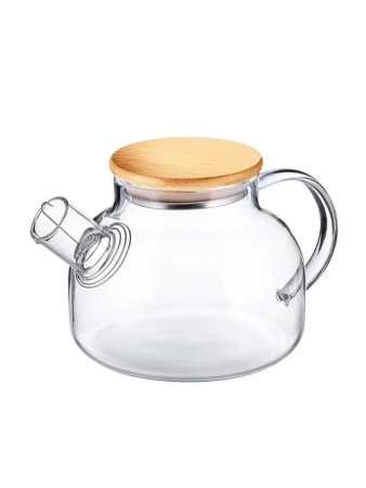 Чайник  850 мл. заварочный крышка бамбук, Термостекло /1/12/ Чайник  850 мл. заварочный крышка бамбук, Термостекло /1/12/