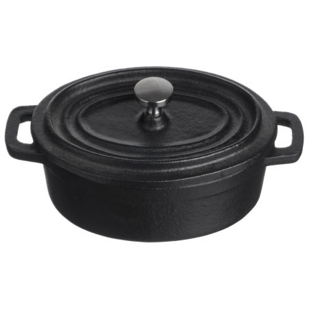 Кастрюля для запекания и подачи 250 мл. 125*90 мм. h=70 мм. с крышкой, черная, чугун /1/