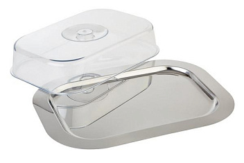Поднос для подачи 42*31 см. нерж. с крышкой полистирол APS /1/ Поднос для подачи 42*31 см. нерж. с крышкой полистирол APS /1/