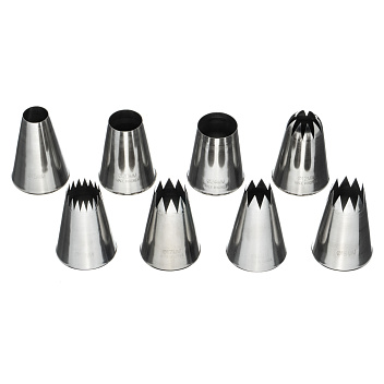 Набор кондитерских насадок  8 шт нерж. для больших меренг и кремовых шапочек /1/ Набор кондитерских насадок  8 шт нерж. для больших меренг и кремовых шапочек /1/