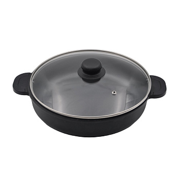 Сковорода d=26 см. h=6,5 см. 2,9 алюм.с антиприг.покрыт.глуб с крышкой с 2 ручками /1/ Сковорода d=26 см. h=6,5 см. 2,9 алюм.с антиприг.покрыт.глуб с крышкой с 2 ручками /1/