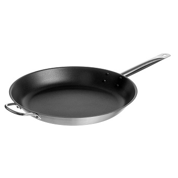 Сковорода d=37 см. h=5 см. 3,8 л. нерж. с доп. ручкой с антиприг. покрыт. (индукция) MGsteel  /1/