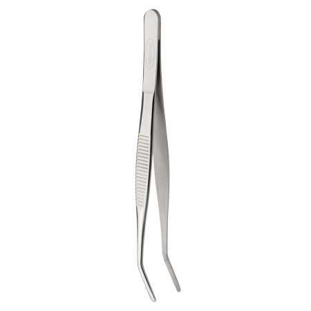 Щипцы (пинцет) 16 см. прямые, изогнутый кончик, нерж. MGsteel /1/100/